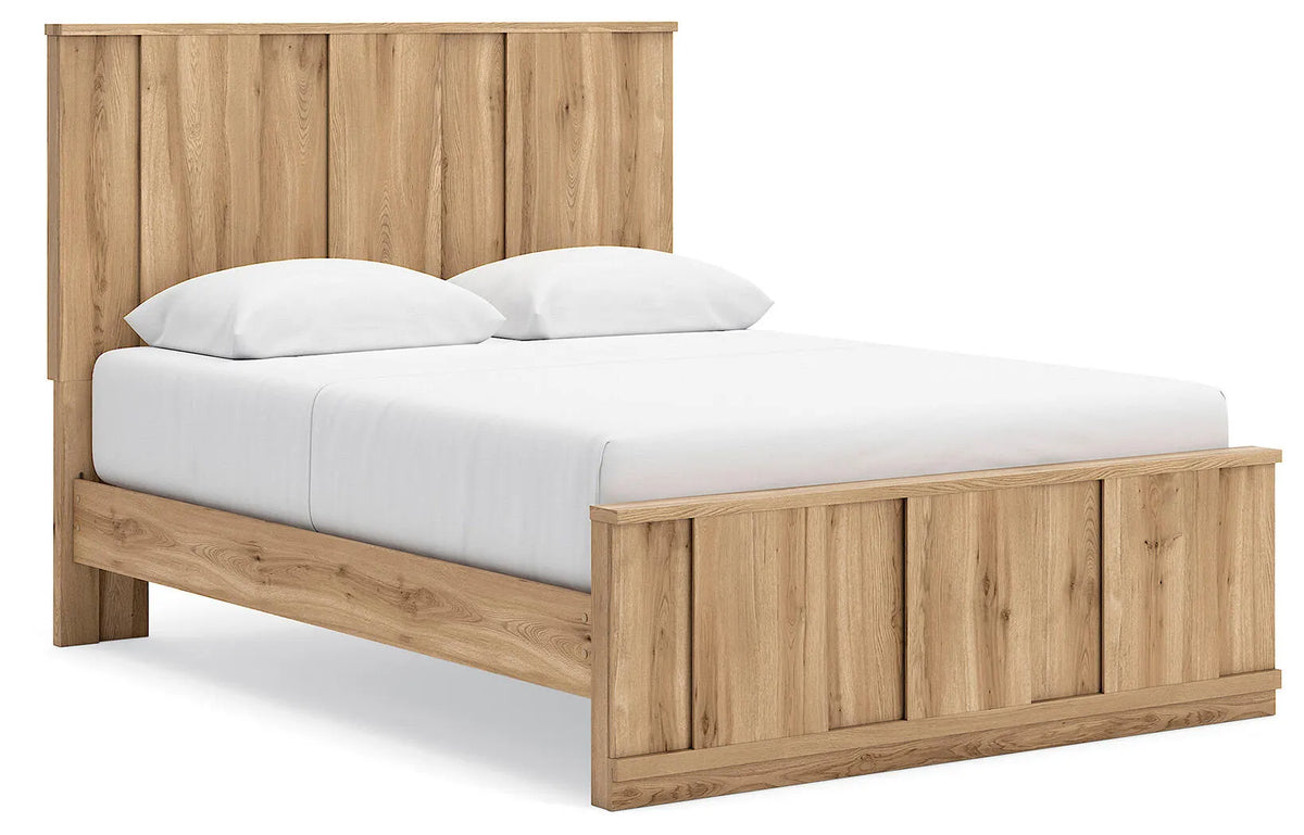 Cama con plataforma y paneles Queen de Rowden - Marrón cálido