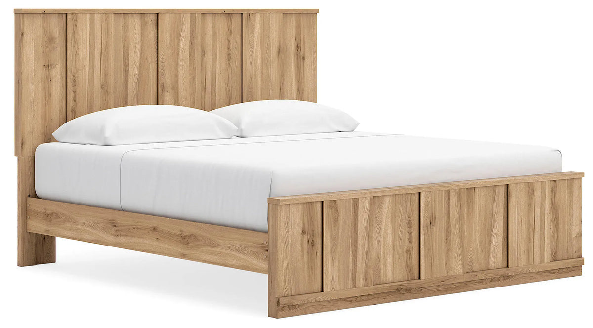 Cama con plataforma y paneles Rowden King - Marrón cálido