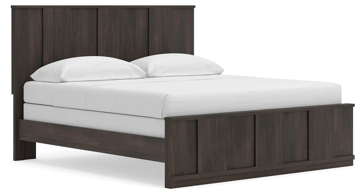 Cama Jadiston King con paneles - Marrón oscuro