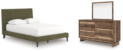 Zadilyn Full Upholstered Bed, Dresser and Mirror