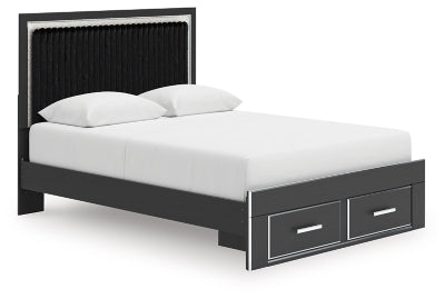 Cama Queen Birmonton con plataforma y almacenamiento tapizada