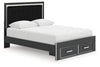 Cama Queen Birmonton con plataforma y almacenamiento tapizada