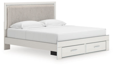 Cama Birmonton King con plataforma de almacenamiento y paneles tapizados