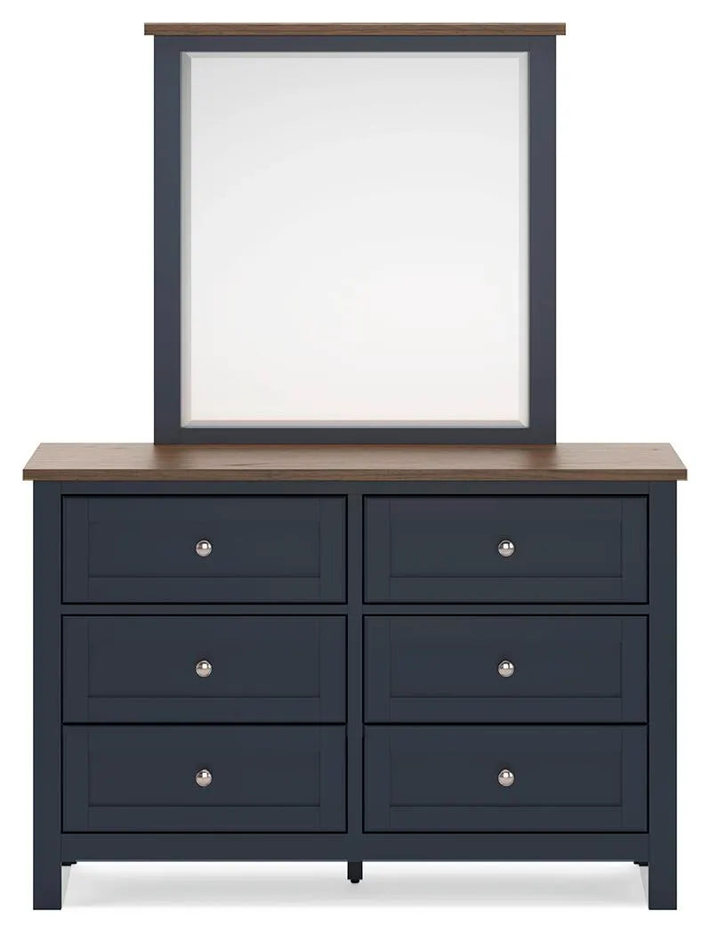 Landocken Dresser and Mirror - Brown/Blue