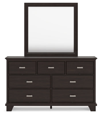 Covetown Dresser and Mirror - Dark Brown