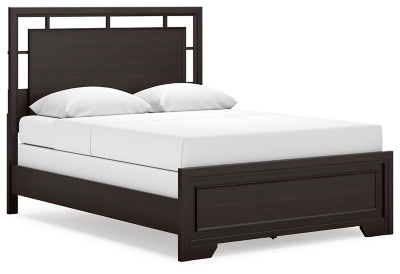 Cama Queen con paneles Covetown - Marrón oscuro