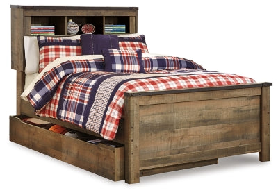 Cama Trinell con estantería completa y espacio de almacenamiento