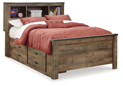 Trinell Full Bookcase Bed with 2 Sided Storage - Brown