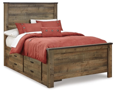 Trinell Full Panel Bed with 2 Storage Drawers - Brown