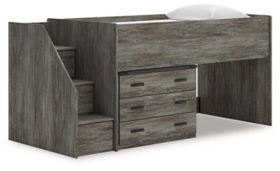 Cama alta individual Frandern con cajón de almacenamiento