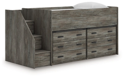 Cama alta individual Frandern con cajón de almacenamiento