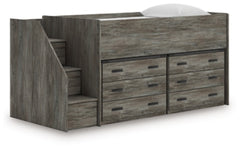 Cama alta individual Frandern con cajón de almacenamiento