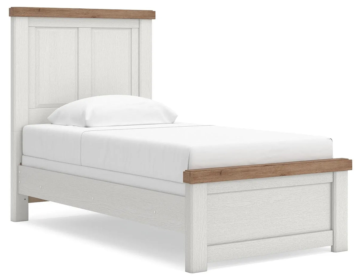 Savonport Twin Panel Bed - White/Brown