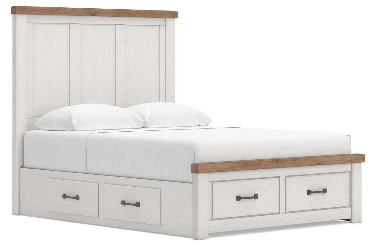 Savonport Queen Panel Storage Bed - White/Brown