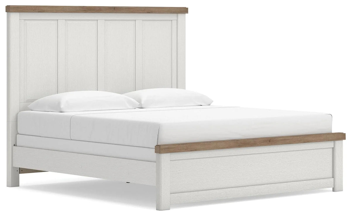 Savonport King Panel Bed - White/Brown