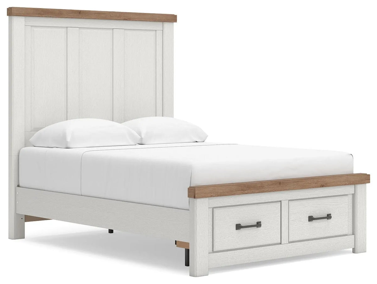 Cama Savonport con almacenamiento de paneles completos - Blanco/Marrón