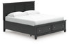 Cama King Lanolee con almacenamiento y paneles
