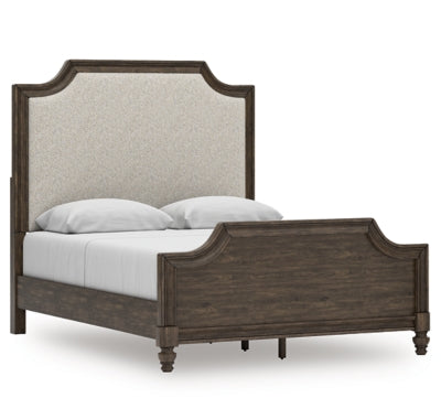 Cama Queen con paneles tapizados Veramond - Marrón oscuro