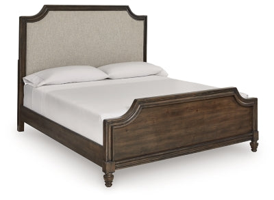 Veramond King Upholstered Panel Bed - Dark Brown