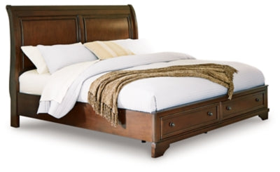 Cama Queen tipo trineo con espacio de almacenamiento Trellington