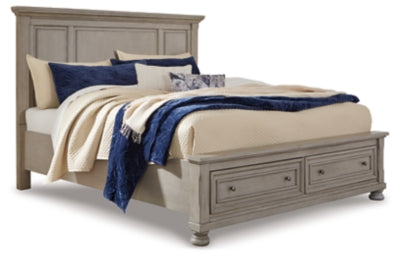 Lettner King Panel Storage Bed - Light Gray