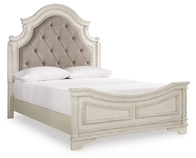 Realyn Queen Upholstered Panel Bed - Chipped White
