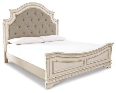 Realyn King Upholstered Panel Bed - Chipped White