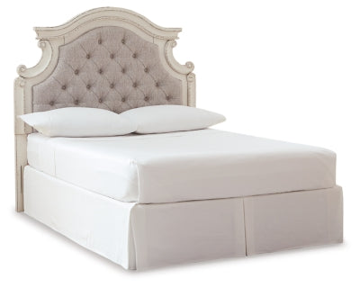 Realyn Full Upholstered Panel Headboard - Chipped White