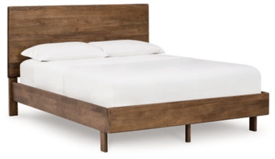 Cama Queen con paneles Isanti - Marrón claro