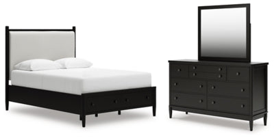 Portdown Queen Upholstered Storage Bed, Dresser and Mirror