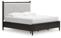 Cama Portdown King con almacenamiento y paneles tapizados
