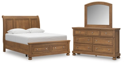 Vandenmore Queen Sleigh Storage Bed, Dresser and Mirror