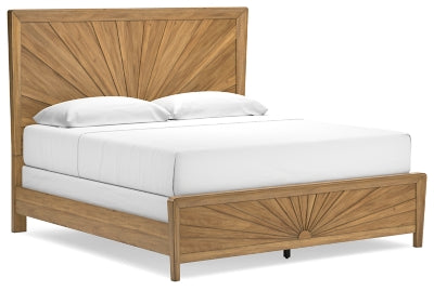 Takston King Panel Bed - Light Brown