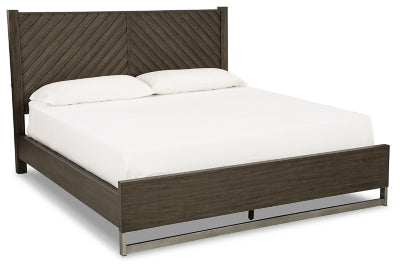 Cama Arkenton King con paneles - Marrón grisáceo
