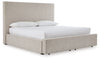 Cama Queen tapizada con almacenaje Kristiland