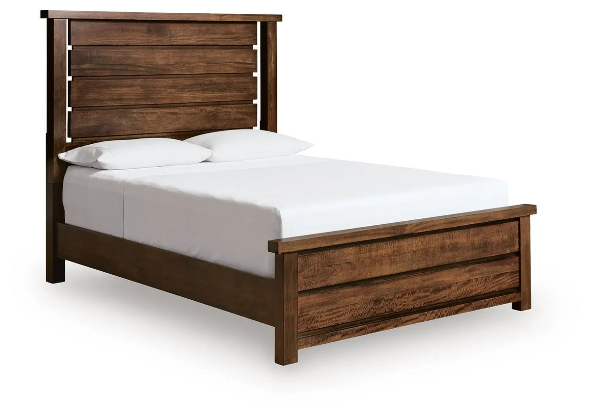 Cama Queen con paneles Kristiland - Marrón cálido