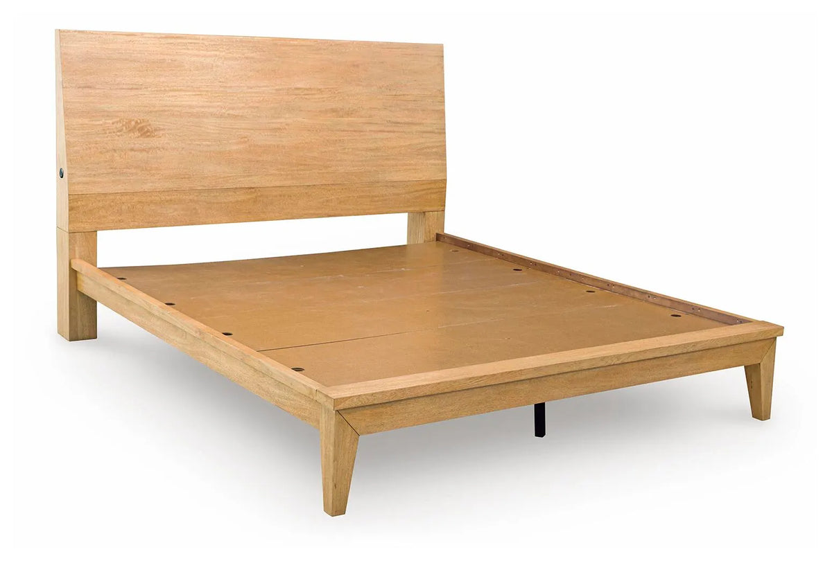 Sherbana Queen Panel Bed - Light Brown
