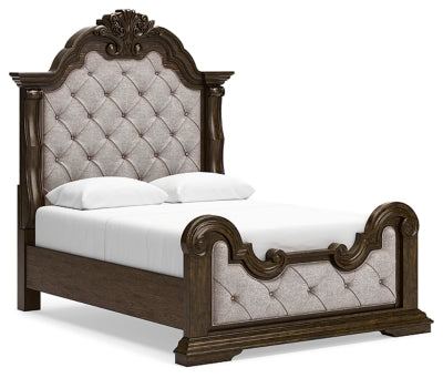 Maylee Queen Upholstered Bed - Dark Brown