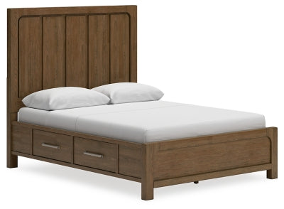 Cama Queen Cabalynn con paneles y almacenamiento - Marrón claro