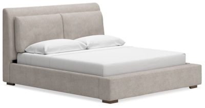 Cama tapizada Cabalynn King - Marrón claro