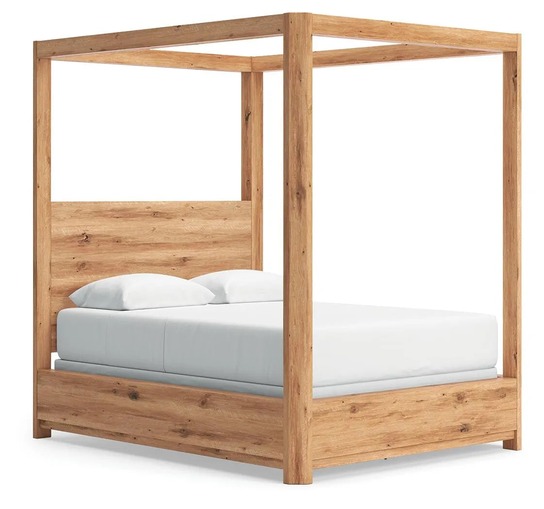 Bracken Queen Canopy Bed - Light Brown