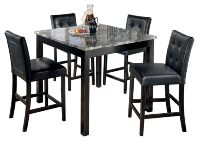 Mesa de comedor y taburetes de bar Maysville (juego de 5) - Negro