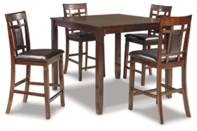 Mesa de comedor y taburetes de bar Bennox (juego de 5) - Marrón