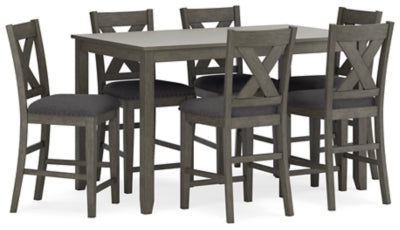 Mesa de comedor y taburetes de bar Caitbrook (juego de 7)