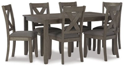 Mesa de comedor y sillas Caitbrook (juego de 7) - Gris