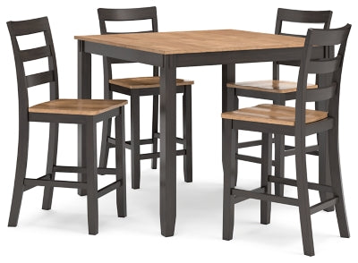 Mesa de comedor Gesthaven de altura de mostrador y 4 taburetes (juego de 5) - Natural/Marrón