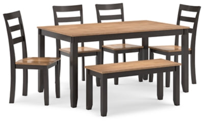 Gesthaven Dining Table with 4 Chairs and Bench (Set of 6) - Natural/Brown