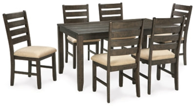 Mesa de comedor y sillas Rokane (juego de 7) - Marrón