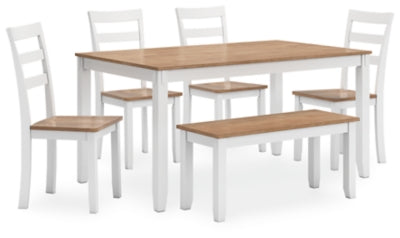 Mesa de comedor Gesthaven con 4 sillas y banco (juego de 6)