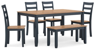 Mesa de comedor Gesthaven con 4 sillas y banco (juego de 6)